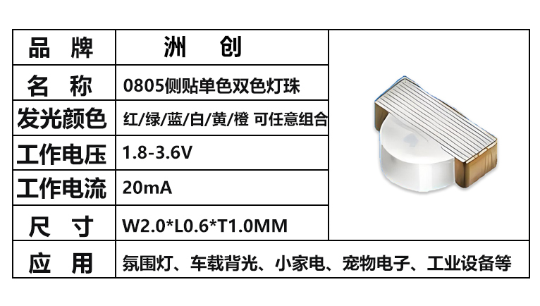 “0805側貼燈珠，0805側貼，0805燈珠”/